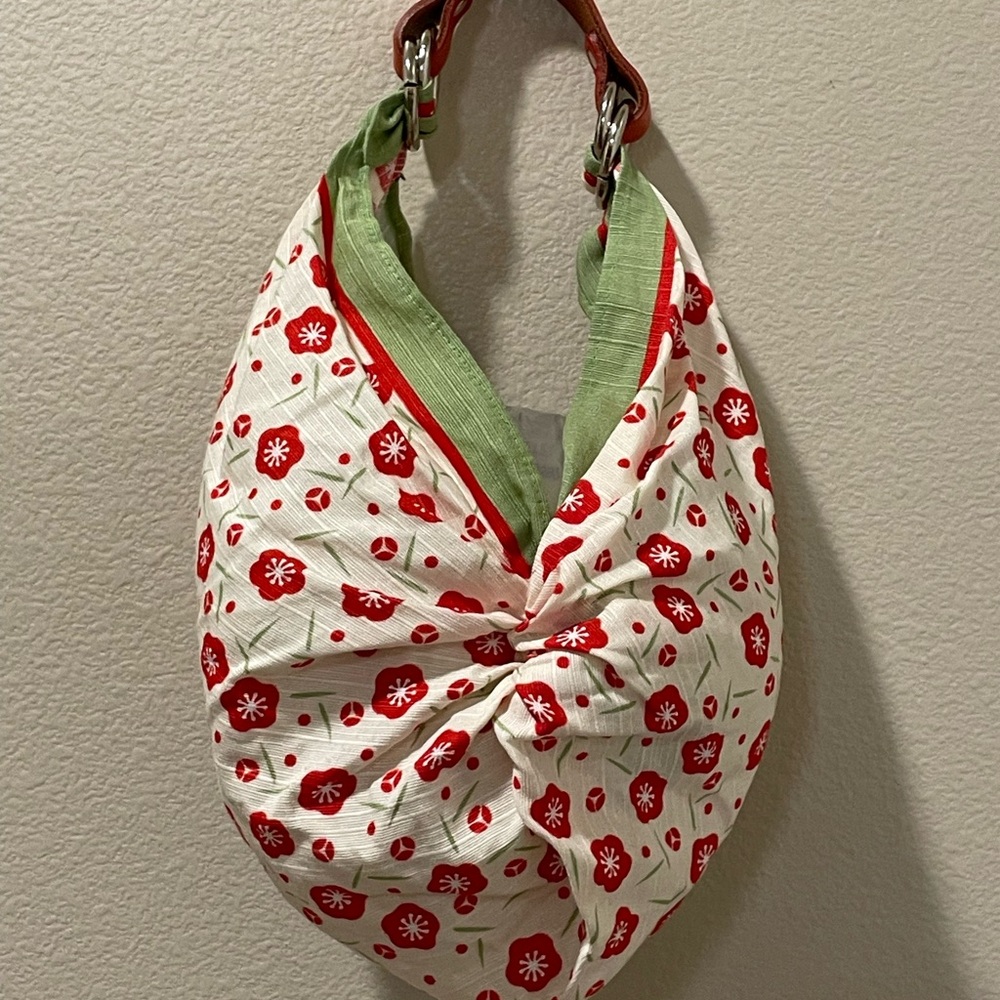 Red and Green Hobo Bag with Knot Detail